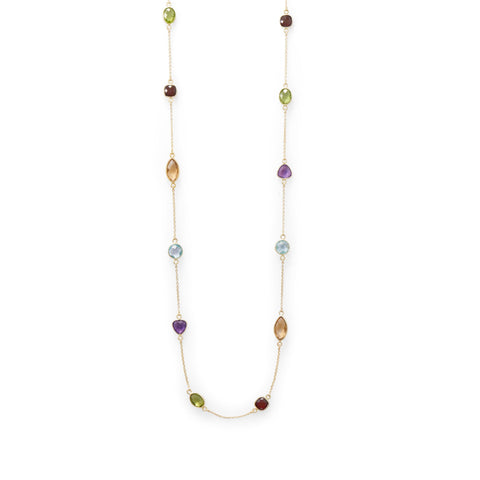 25" 14 Karat Gold Plated Multi Stone Necklace