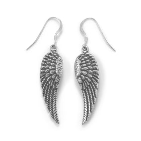 Oxidized Angel Wing French Wire Earrings
