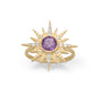 14 Karat Gold Plated CZ Sun Burst with Amethyst Ring