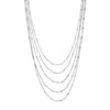 Rhodium Plated Five Strand Satellite Chain Necklace