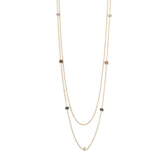Two Strand 14 Karat Gold Plated Tourmaline Necklace