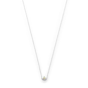 CZ Crescent and Synthetic Opal Necklace