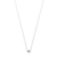 CZ Crescent and Synthetic Opal Necklace