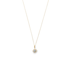 14 Karat Gold Plated CZ Star and Synthetic Opal Necklace