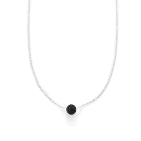 16" + 2" Floating Black Onyx Bead Necklace