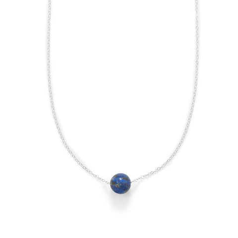 16" + 2" Floating Lapis Bead Necklace