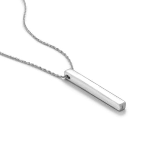Four Sided Rhodium Plated Vertical Bar Drop Necklace