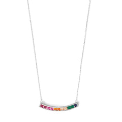 Rhodium Plated Rainbow CZ Necklace