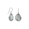 Oxidized Filigree Design Pear Ancient Roman Glass French Wire Earrings