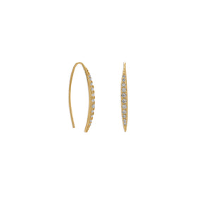 14 Karat Gold Plated Graduated CZ Vertical Bar Earrings