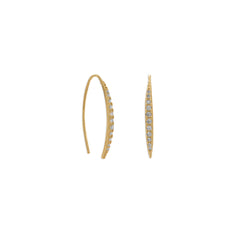 14 Karat Gold Plated Graduated CZ Vertical Bar Earrings