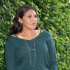 14 Karat Gold Plated Brass Labradorite Bar Fashion Necklace