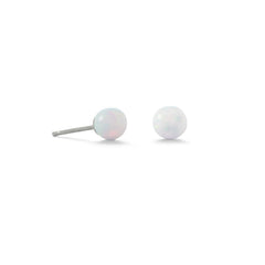 5mm White Synthetic Opal Stud Earrings