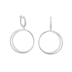 Rhodium Plated CZ Double Hoop Earrings