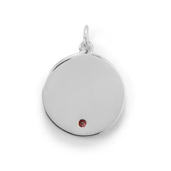 Engravable Rhodium Plated CZ Pendant - January Birthstone