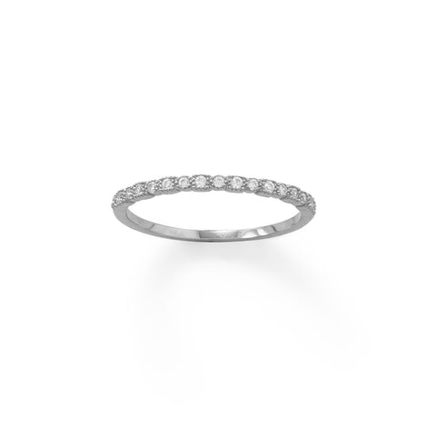 Rhodium Plated Thin CZ Ring