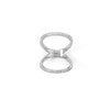 Rhodium Plated CZ Double Band Knuckle Ring