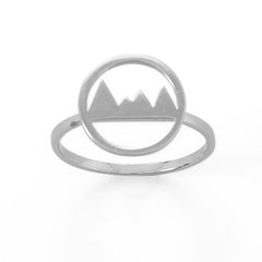 Rhodium Plated Mountain Range Ring
