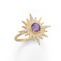 14 Karat Gold Plated CZ Sun Burst with Amethyst Ring