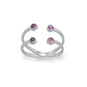 Rhodium Plated Amethyst Split Design Ring